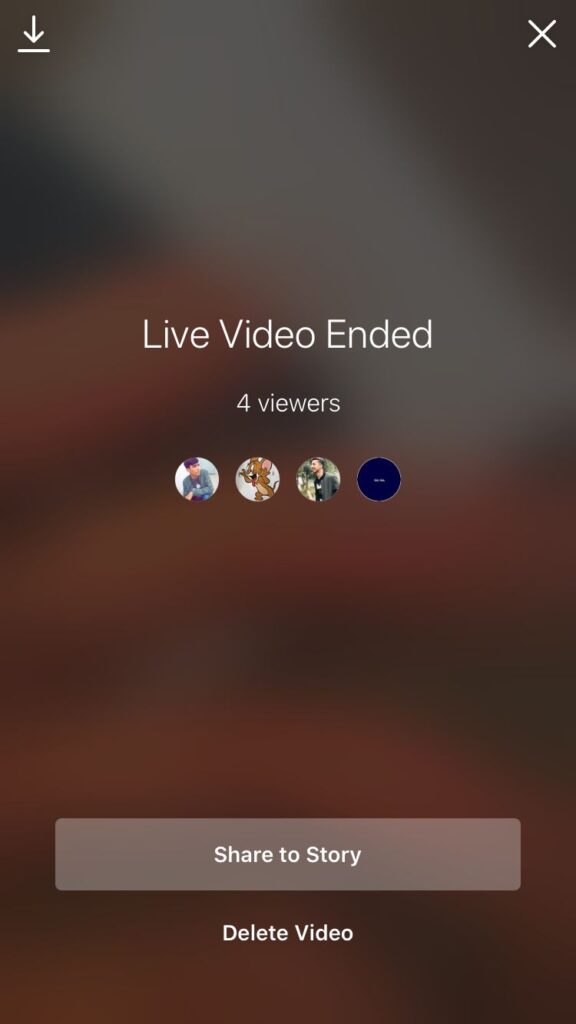 Live Video End Screen on Instagram