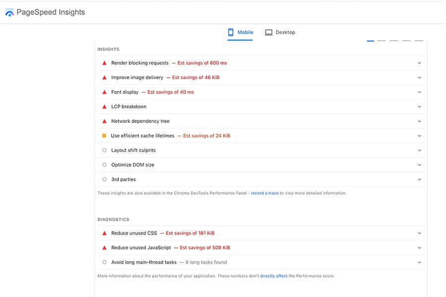 Unoptimized Images and Media Files